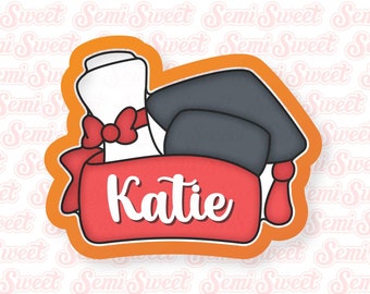 Graduation Cookie Cutter Graduation Cap Diploma Cookie Cutter Banner Personalized Graduation Cookie Cutter