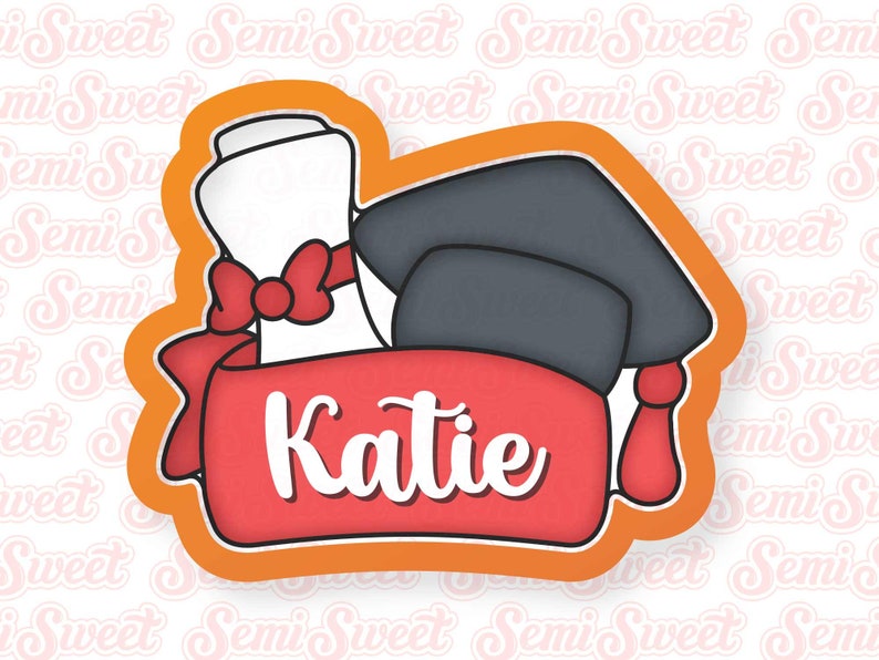 Graduation Cookie Cutter Graduation Cap Diploma Cookie Cutter Banner Personalized Graduation Cookie Cutter image 1