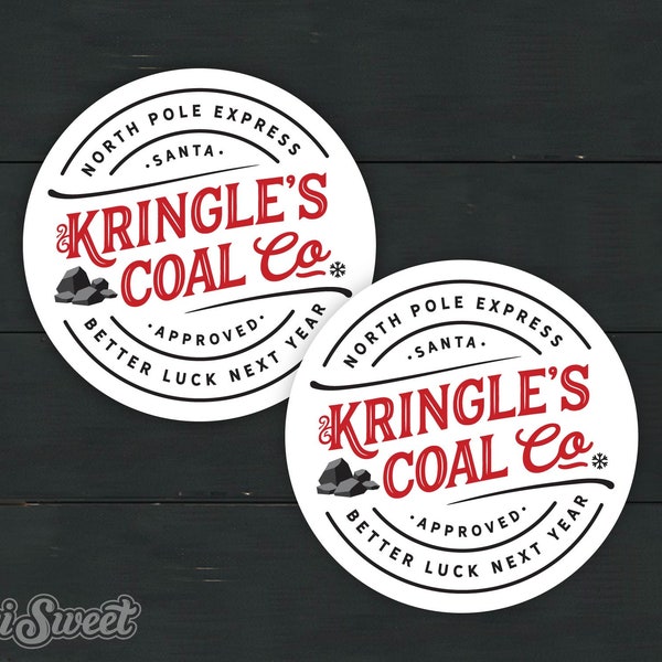 Kringle's Coal Co. Printable Christmas Gift Tag Favor Instant Download