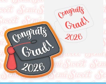 Graduation Cookie Cutter Graduation Cap Graduation Stencil Bundle Class of 2026 Cookie Cutter Cute Gift for Grad Cap Cookie Cutter
