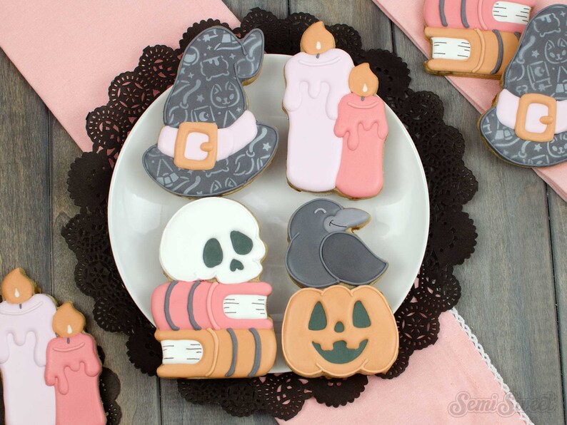 Witch Pattern Stencil used on our Witch Kit Cookie Set.