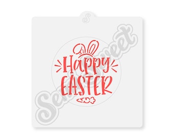 Happy Easter Circle Stencil Cookie Stencil