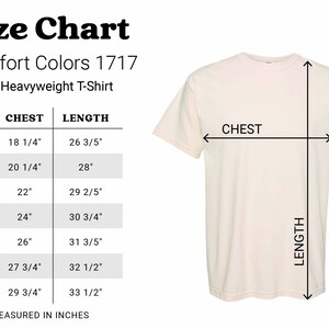 Comfort Colors size chart