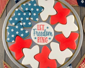 4th of July Cookie Cutter Overlapping Star Cookie Cutter Platter Set 4th of July Cookie Platter Set