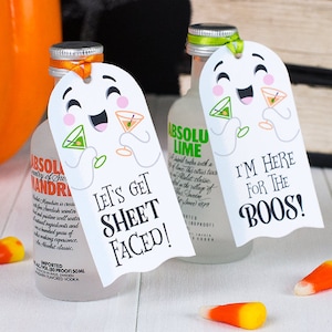 Let’s Get Sheet Faced and I’m Here for the Boos Ghost Printable Halloween Gift Tag Favor Instant Download