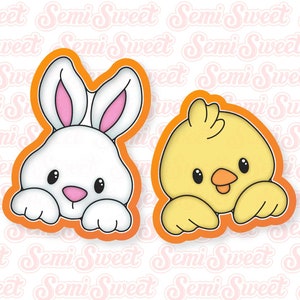 2-piece Easter Bunny and Chick Cookie Cutter Platter Set, No Circle