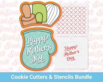 Mother's Day Cookie Cutter Baking Cookie Cutter Oven Mitt Cookie Cutters & Stencils 4-Pc Bundle