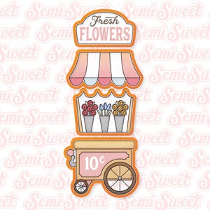 Mother's Day Cookie Cutter Stackable Flower Vendor Cart Cookie Cutter Set Cute Gift for Mother's Day Gift for Mom
