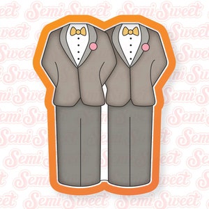 Wedding Grooms Couple Cookie Cutter by Semi Sweet Designs