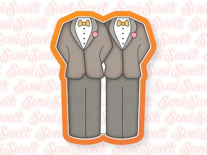 Wedding Grooms Couple Cookie Cutter by Semi Sweet Designs