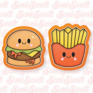 burger and fries cookie cutter set for Valentine's Day