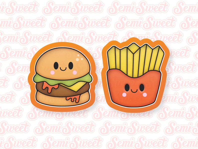 burger and fries cookie cutter set for Valentine's Day