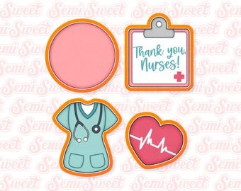 Nursing Cookie Cutter Platter Set Nurse Cookie Cutters Scrubs Cookie Cutter Clipboard Cookie Cutter Cute Gift for Nurses Healthcare Workers