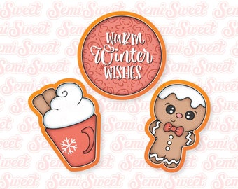 Christmas Cookie Cutter Gingerbread Hot Cocoa Cookie Cutter Platter Set