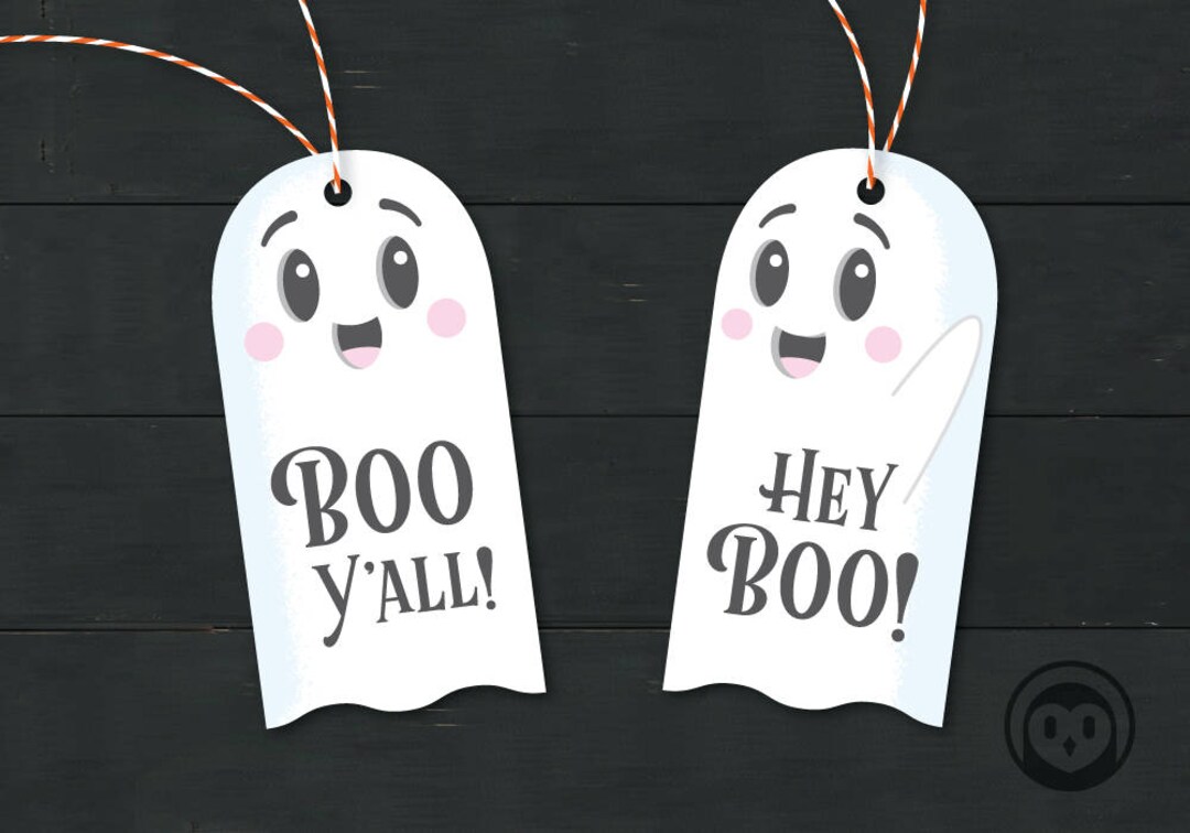 Boo Y'all and Hey Boo Ghost Printable Tag Halloween Gift Tag Favor ...