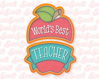 Apple Cookie Cutter Apple Banner Set Back to School Cookie Cutter Teacher Gift Personalized Cookie Cutter Teacher Appreciation