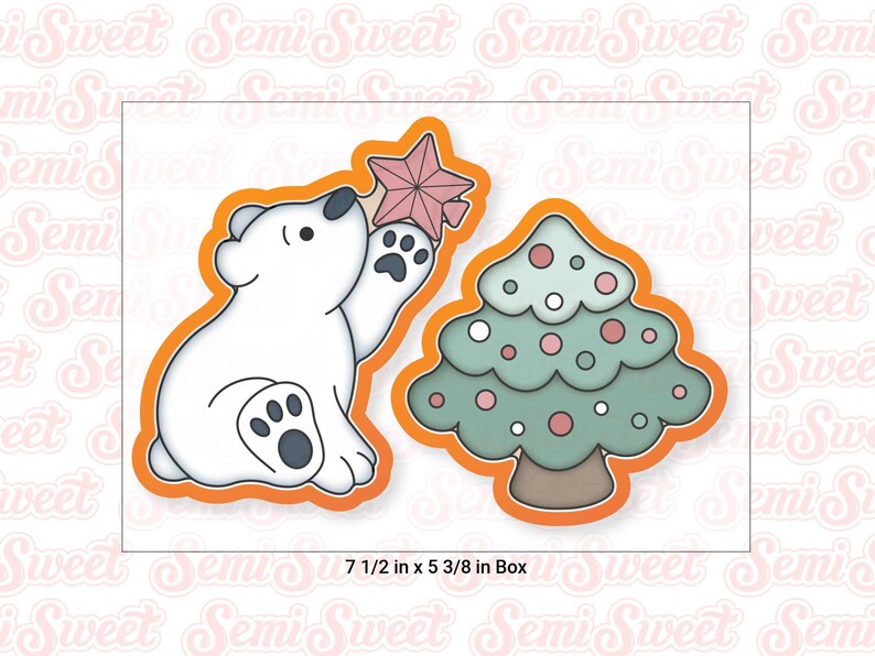polar bear with tree cookie cutter set