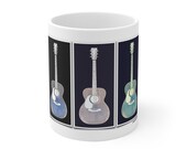 Acoustic Guitar Coffee Mug Tasteful, Unique Gift for Musicians Singer Songwriters and Music Lovers 11 oz White