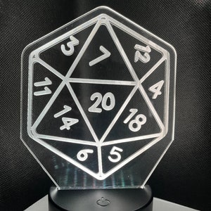 Nightlight featuring Iconic Dungeons and Dragons D20: Ideal for D and D Enthusiasts and Collectors