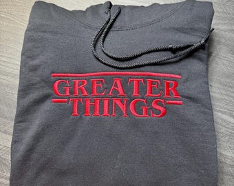 Felpa con cappuccio Greater Things ricamata