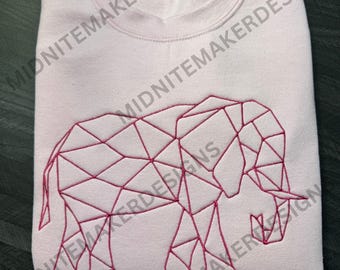 Felpa girocollo unisex con elefante geometrico ricamato