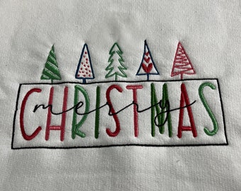 Felpa bianca ricamata con scritta "Buon Natale"