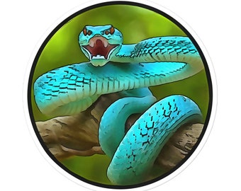 Sticker Blue Viper Snake - vinylsticker met hoge dekking