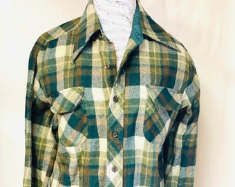 Vintage 1970s Wool Blend Kennington California Surf Work Flannel Shirt