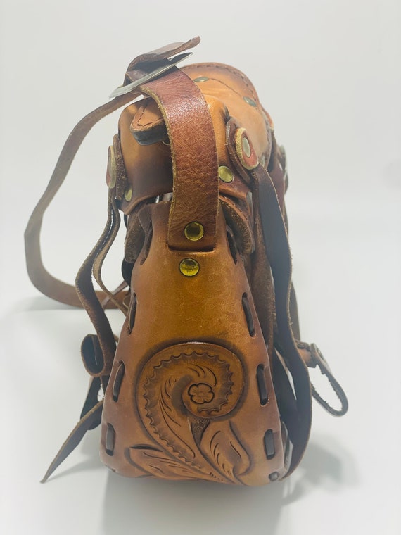 Vintage Western Saddle Hand-tooled Leather Saddle… - image 5