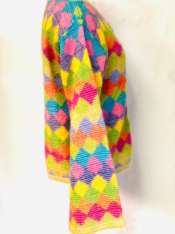 1980's One Step Up Argyle Mohair/Acrylic Argyle S… - image 4