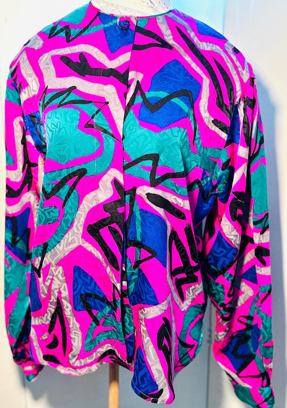 Vtg Flora Kung 80's Silk Blouse