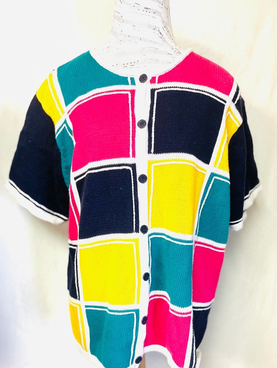 1990's Color Block Sweater, Leslie Fay