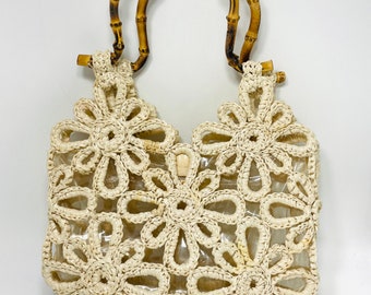 Vtg Walborg Hand Woven Raffia Handbag
