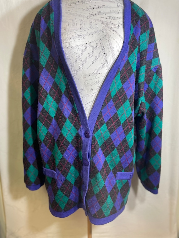 VTG Haberdashery Leslie Fay Argyle Print Cardigan