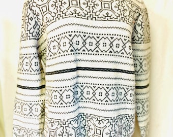 1980's J. Crew Sweater Cashmere Blend Fair Isle Sweater, Hong Kong