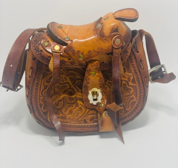 Vintage Western Saddle Hand-tooled Leather Saddle… - image 1