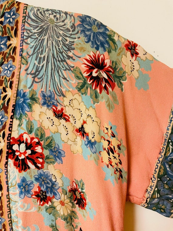 Vintage Kimono Style Silk Blend Zipper Front Dres… - image 3
