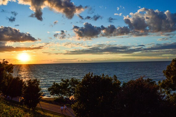 Lake Erie Sunset At Lakewood Park Cleveland Oh 8x10 Etsy