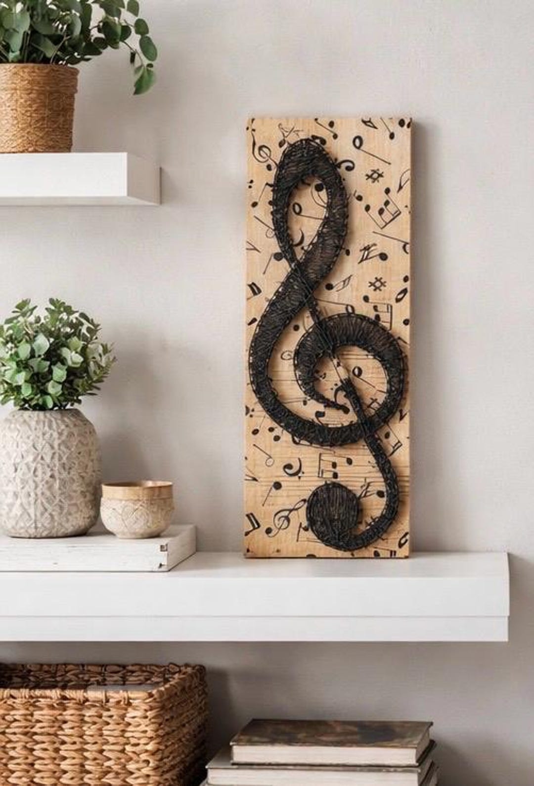 Music Note String Art Wall Decor | Treble Clef Wood Sign | Music Lover ...