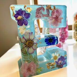 Dried Flower Resin Initials | Monogram Resin | Baby Nursery Decor Dried Flowers