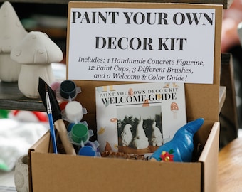 Paint Your Own Gnome Kit: Handmade Concrete Decor Set
