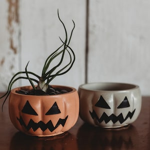 Handmade Jack O&#39;Lantern Concrete Planter: Halloween Decor