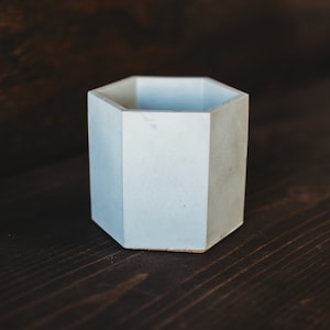 Handmade Concrete Hexagon Container or Planter: Modern Home Decor