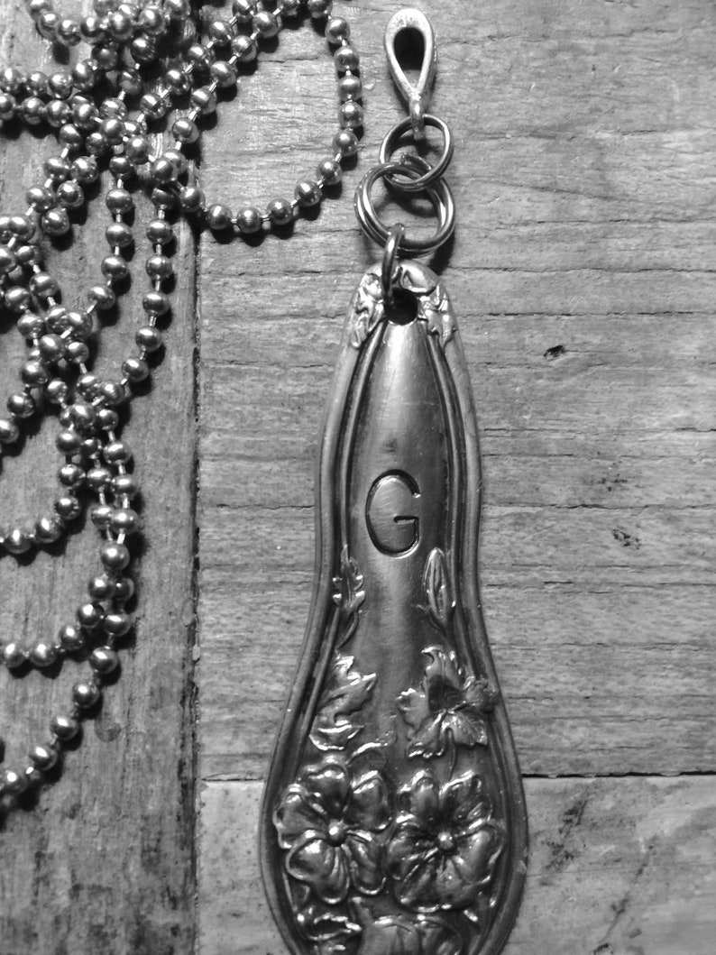 Vintage Hand crafted Silverplate Spoon Handle flowers Necklace Pendant personalized G~customizable