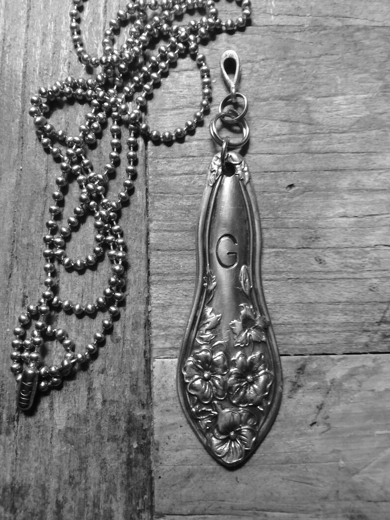 Vintage Hand crafted Silverplate Spoon Handle flowers Necklace Pendant personalized G~customizable