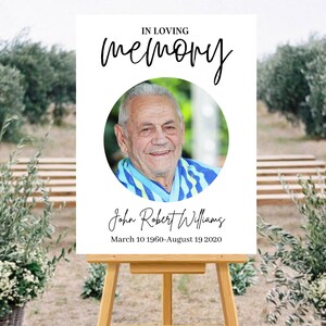 In Loving Memory Sign | Memorial Sign | Funeral Welcome Sign | Large Funeral Sign | Easel Display Poster | Editable in Canva | F100