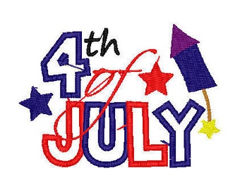 Motif de broderie et appliques de la fête de l'indépendance du 4 juillet téléchargement immédiat de fichier PES mignon