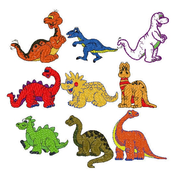 cute dinosaur embroidery designs 9 different dinos pes instant download colorful brother sewing kids toddler baby