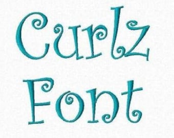 Curlz Embroidery Font PES BX SEW File Instant Download 3 sizes