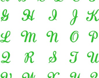 cursive embroidery font PES file instant download monogram letters numbers 3 sizes 4x4 hoop